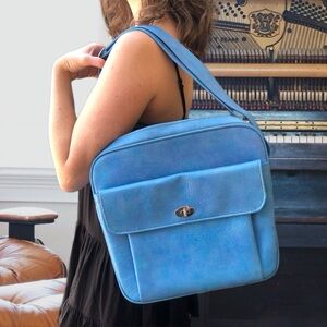 Vintage Samsonite Flight Bag Blue Vinyl